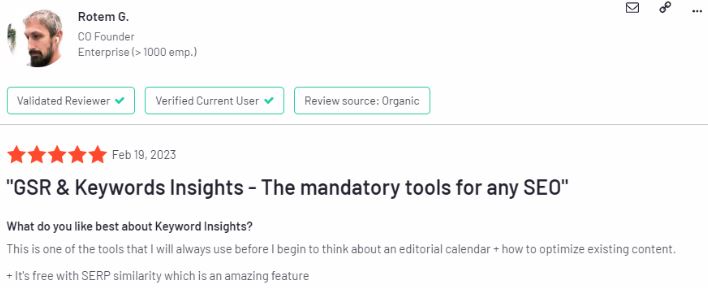 Keyword Insights is an intuitive SEO tool powered by AI for business content planning that enables you to generate keywords with a simple query and automatically group them using Natural Language Processing (NLP).