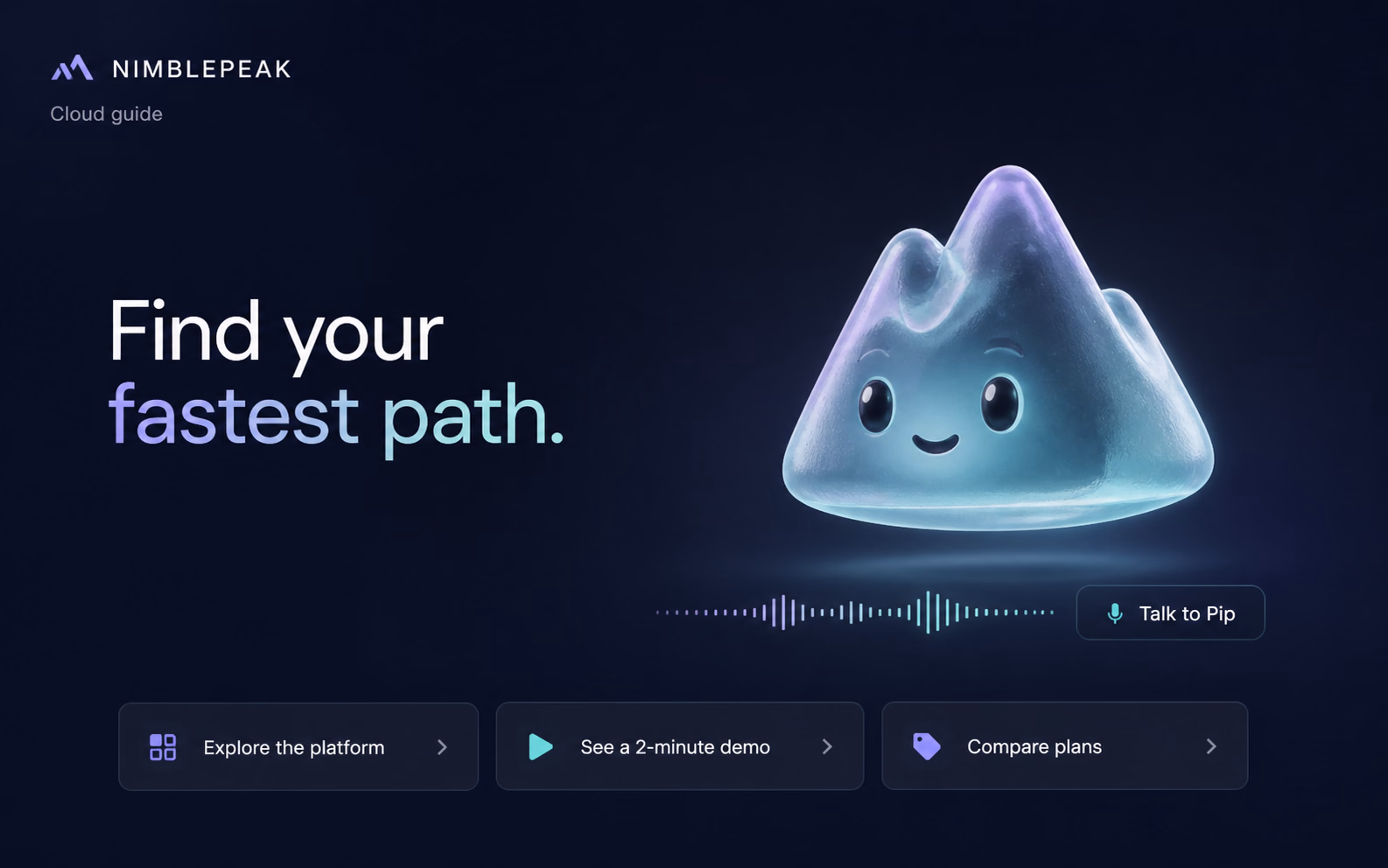 NimblePeak's 3D mountain guide welcoming a visitor