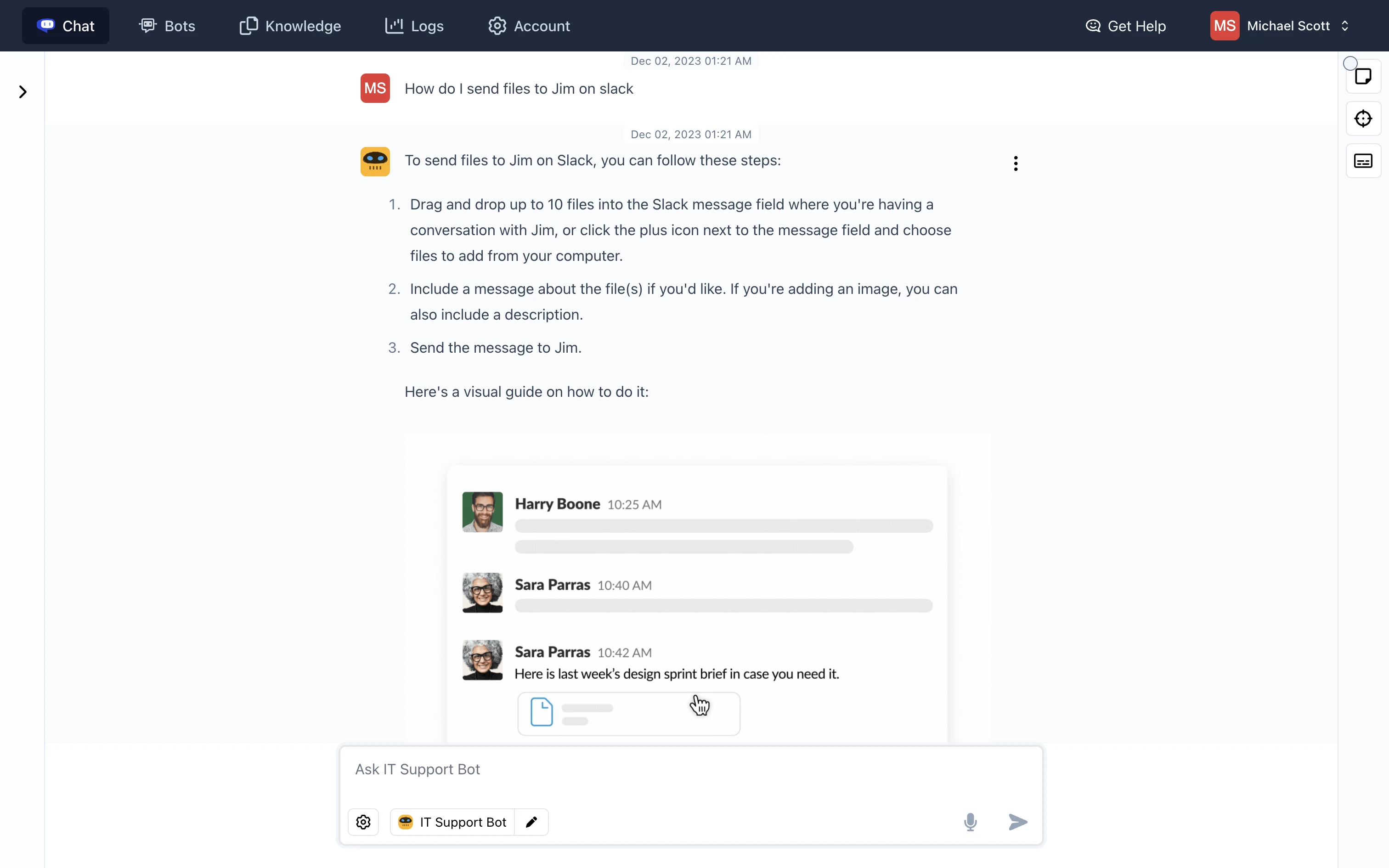 A Cody AI assistant answering a question from connected business knowledge